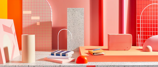 Modern and Vibrant Office Desk Arrangement