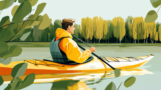 Serene Kayaking Illustration