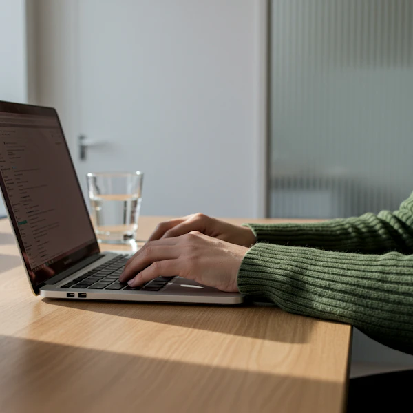Person Typing at Desk
