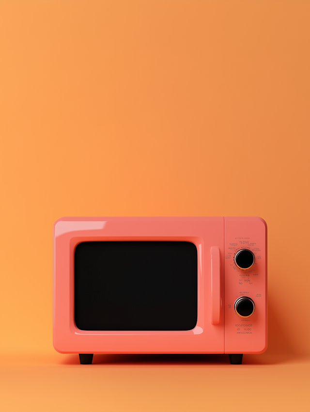 Coral Pink Microwave on Orange Background