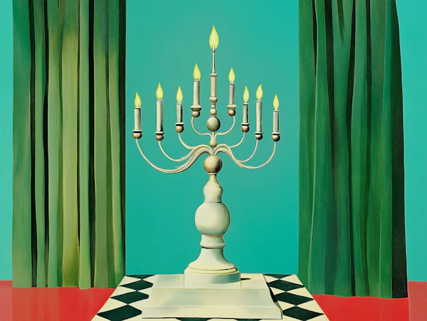 Elegant Candelabrum on Checkered Surface