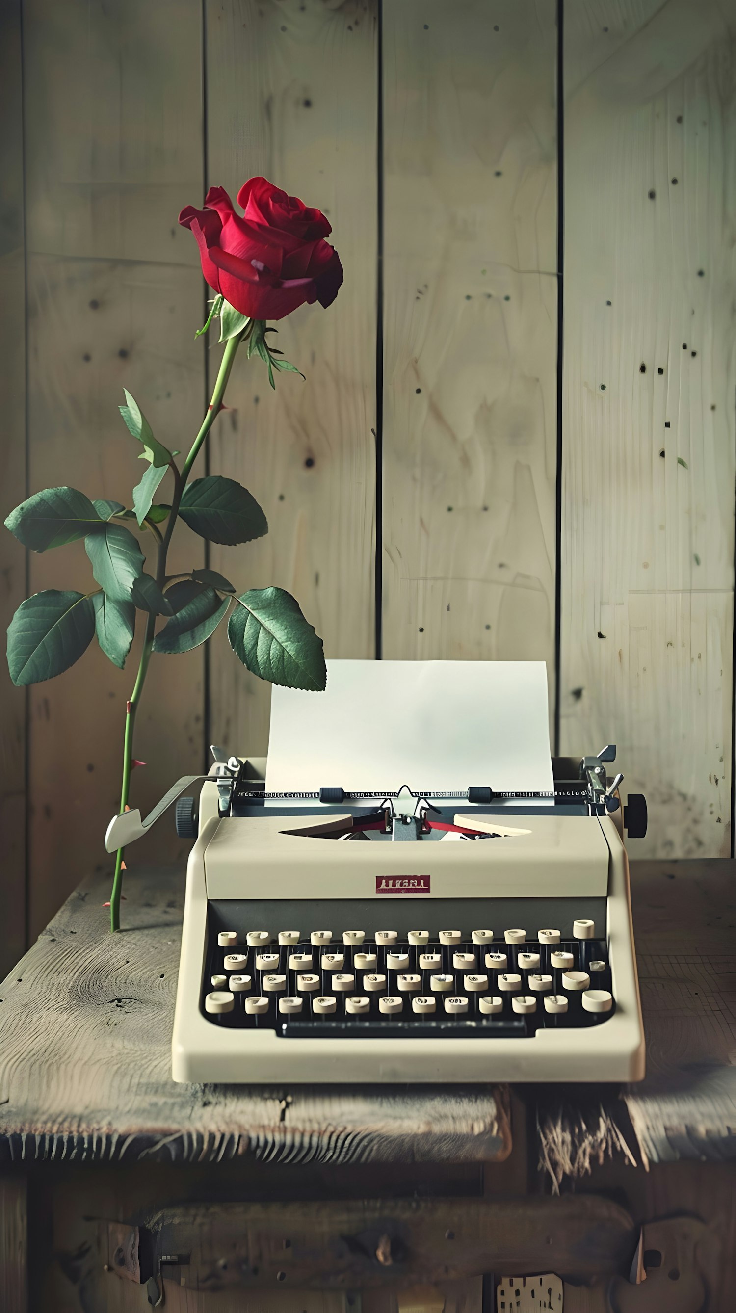 Vintage Typewriter with Rose