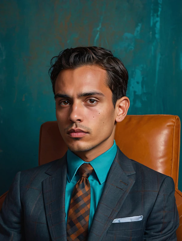 Portrait of a Man in Plaid Suit