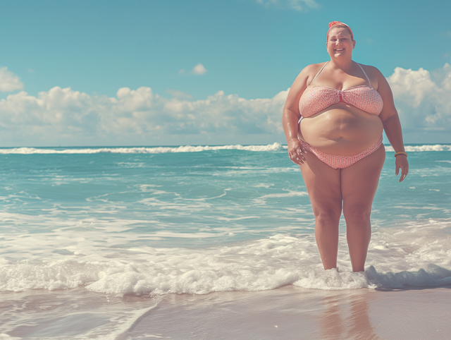 Confident Plus-Sized Woman on the Beach