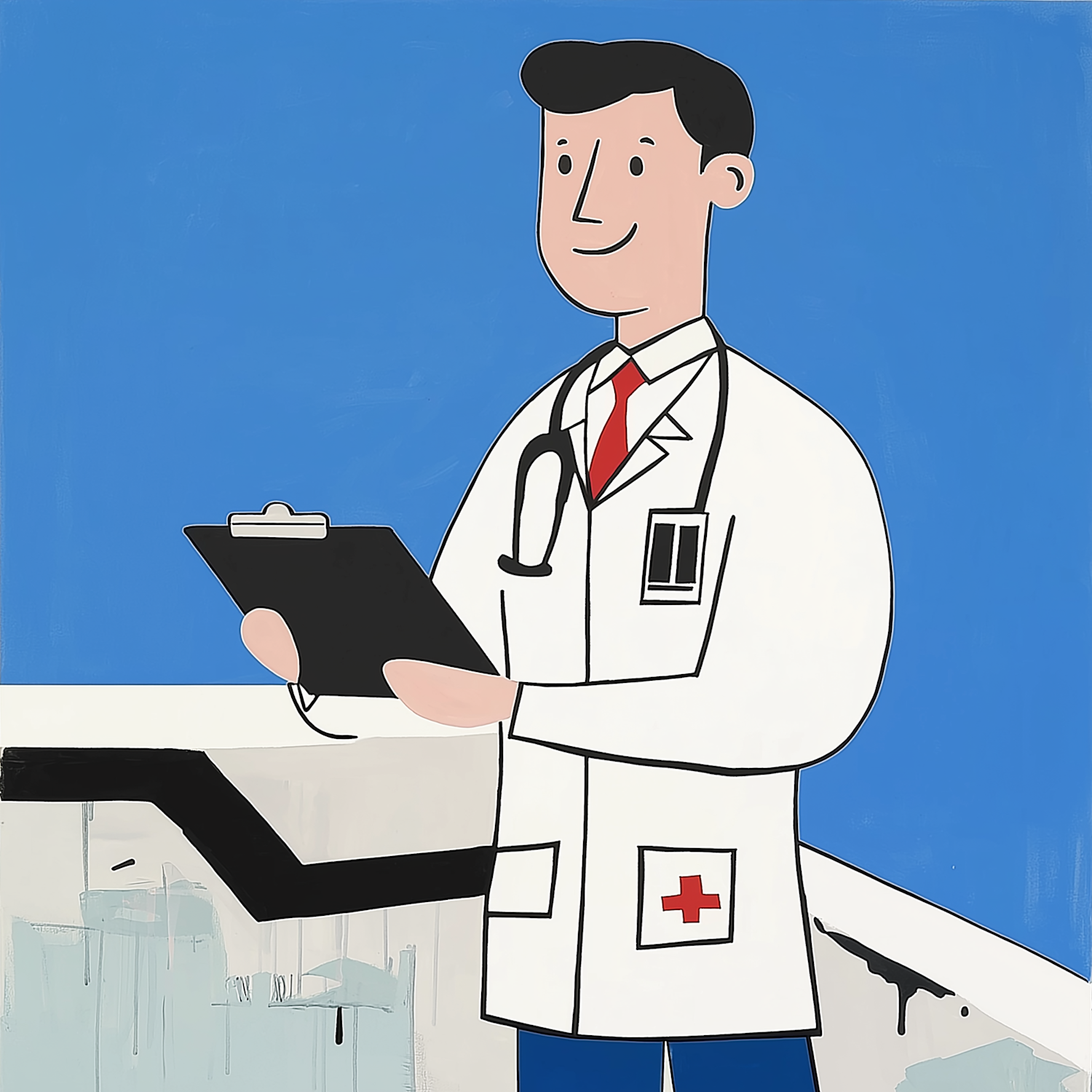 Stylized Illustration of Male Doctor