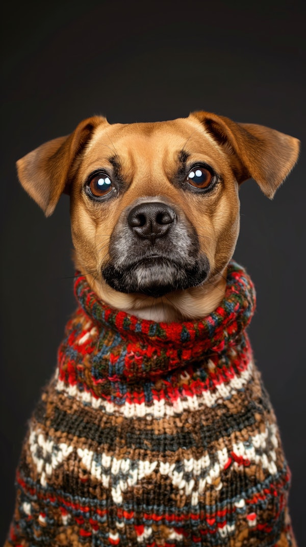 Dog in Festive Sweater