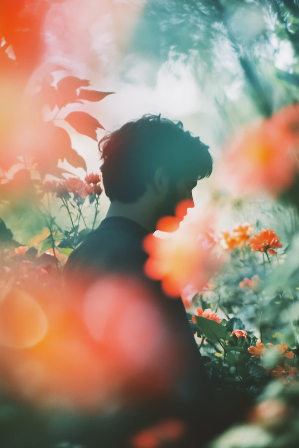 Silhouette with Flowers