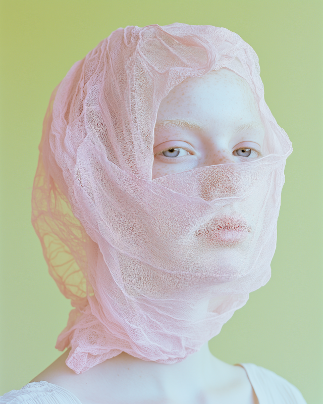 Ethereal Portrait with Pink Fabric