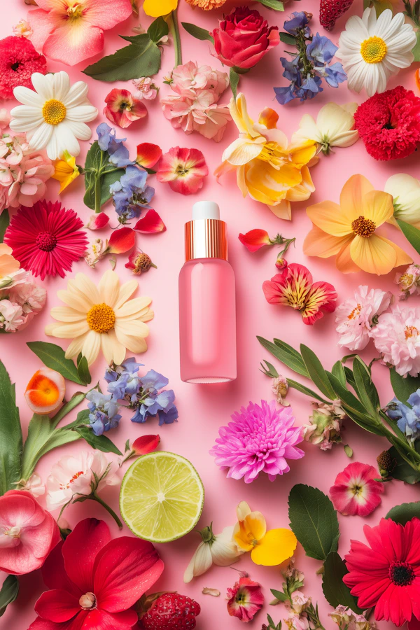 Floral Skincare Flatlay