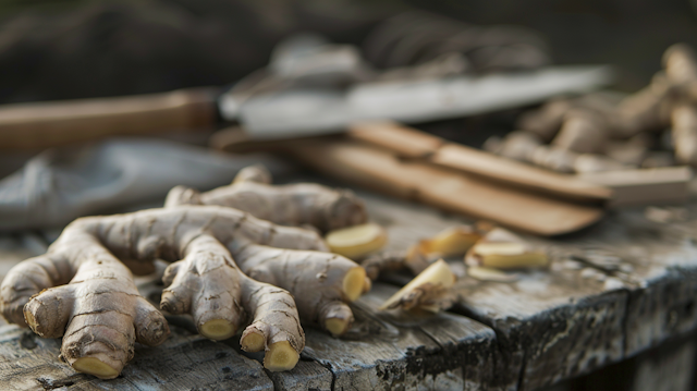 Close-up of Fresh Ginger Root