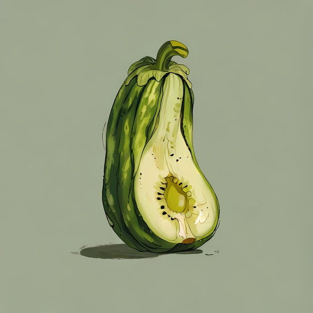 Stylized Green Gourd Illustration