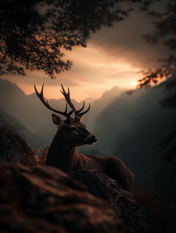 Majestic Deer at Sunset