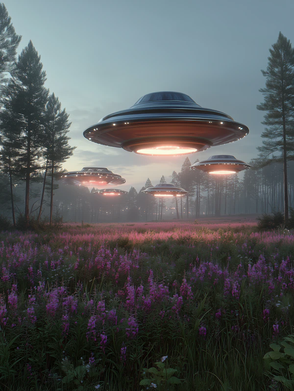 Meadow with UFOs
