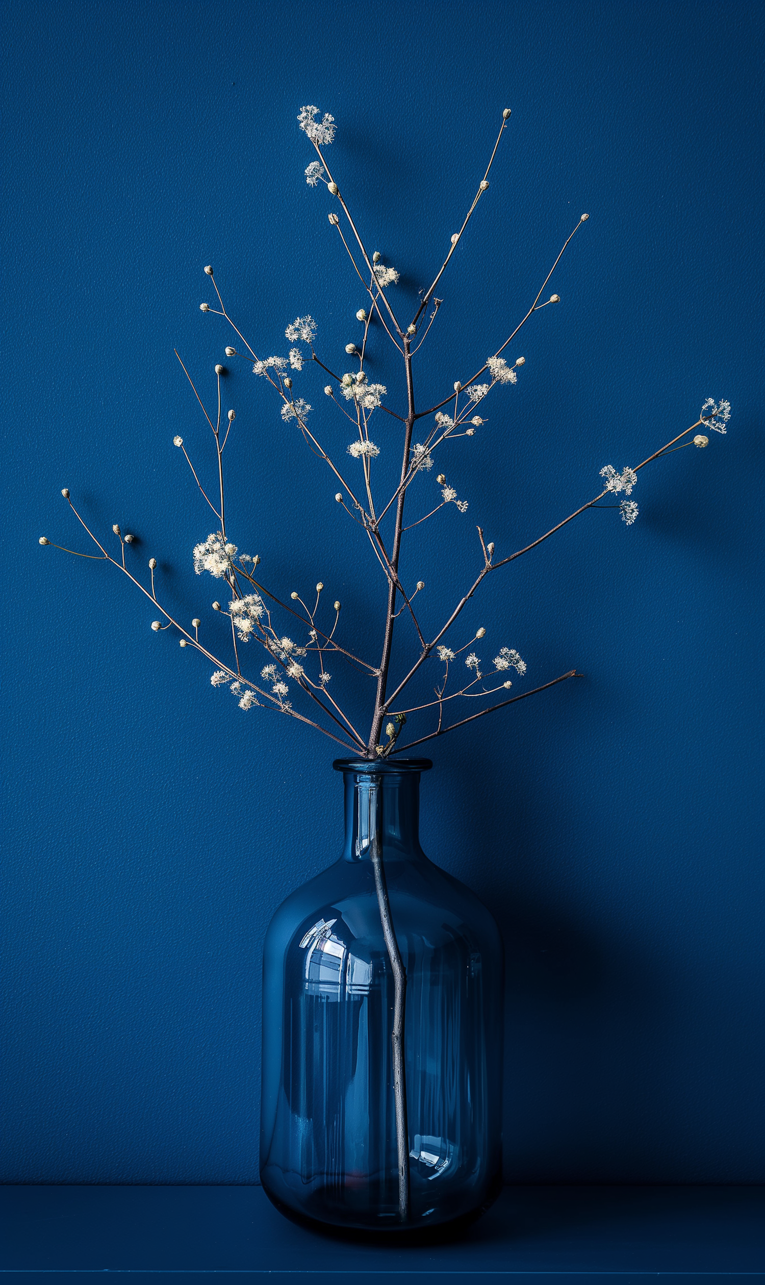 Elegant Blue Vase with Dried Floral Branches