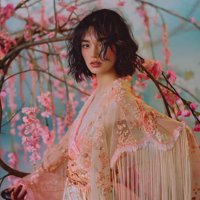 Young Woman with Cherry Blossoms