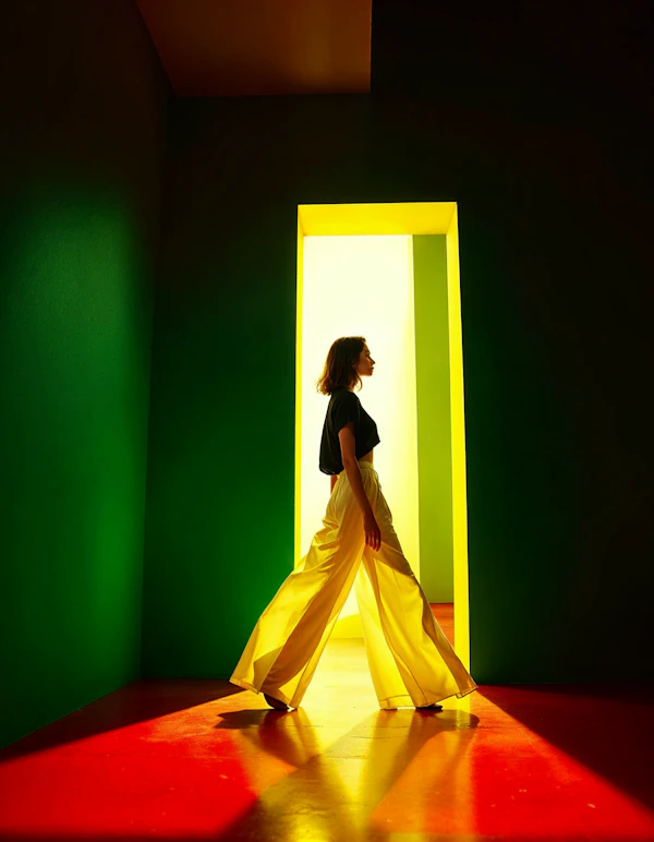 Woman in Vibrant Space