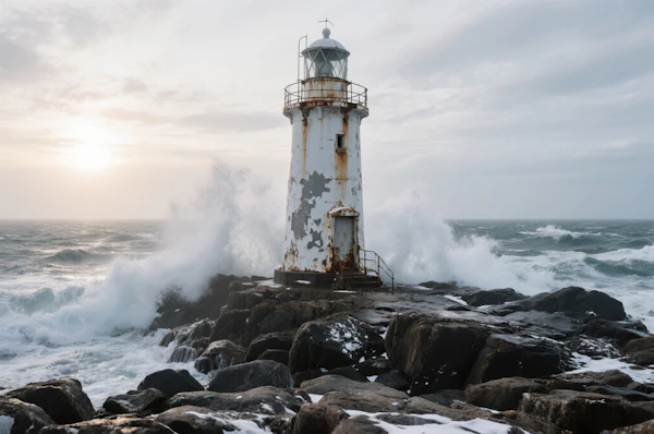 Weathered Lighthouse Scene