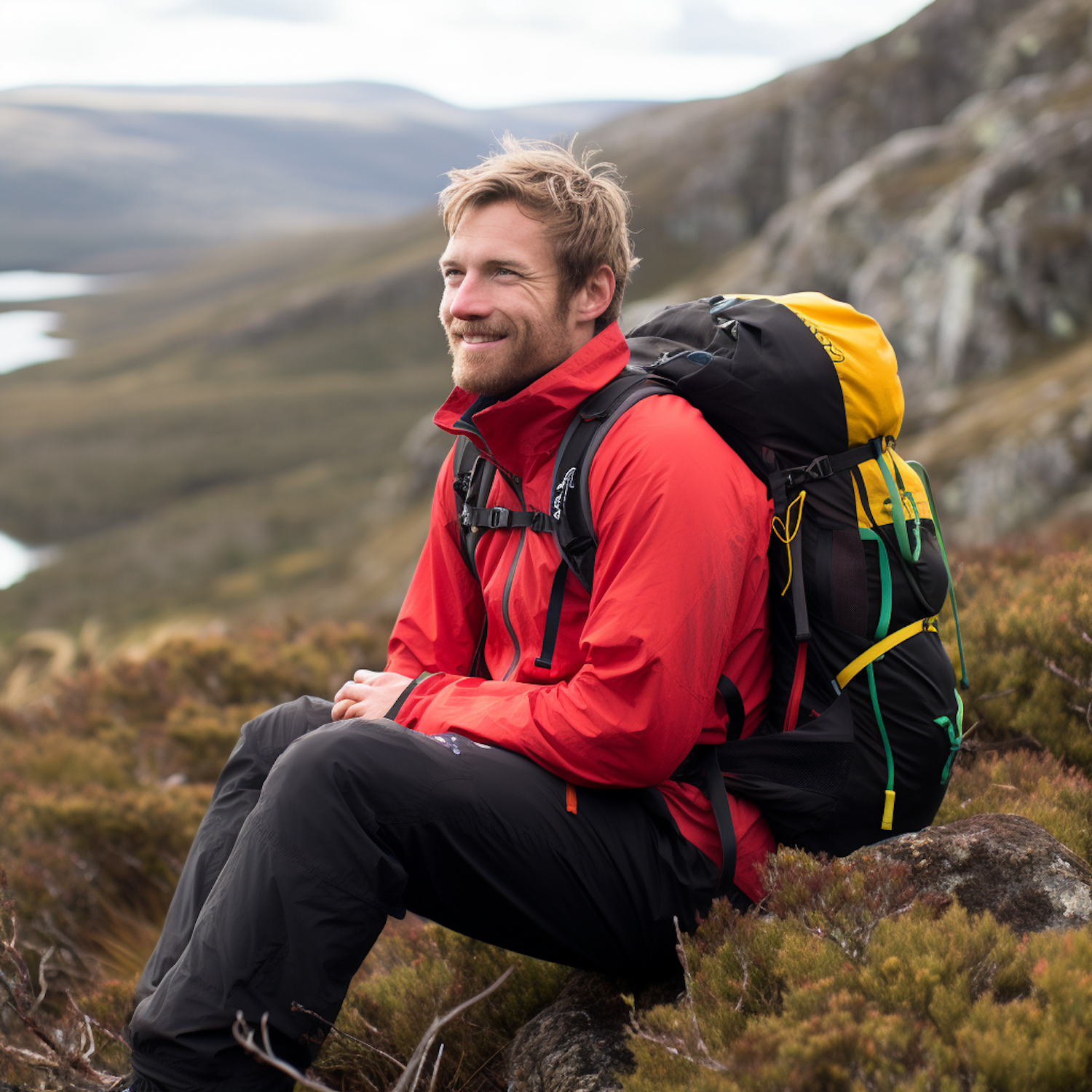 Contemplative Hiker in the Mountains