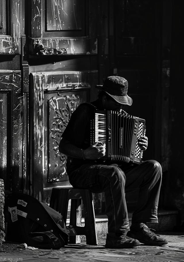 Street Musician Playing Accordion