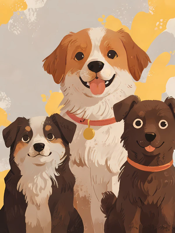 Cartoon Dogs with Cheerful Expressions