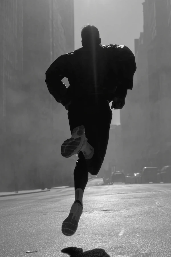 Runner in Urban Silhouette
