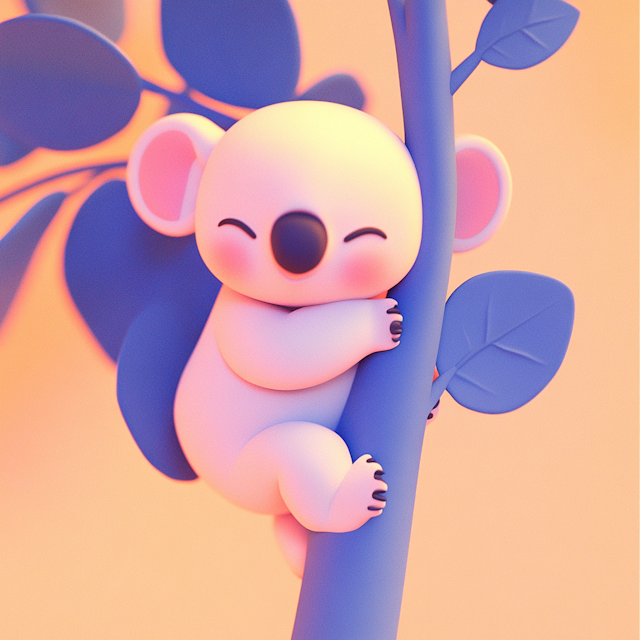 Animated Koala Hugging Tree