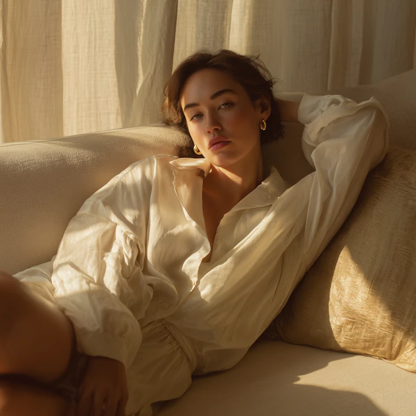 Woman Relaxing on Sofa