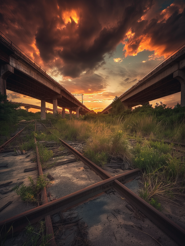 Sunset at Abandoned Railway
