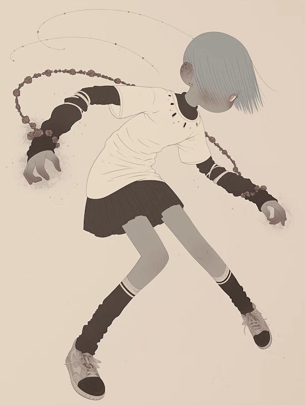 Stylized Character with Blue Hair
