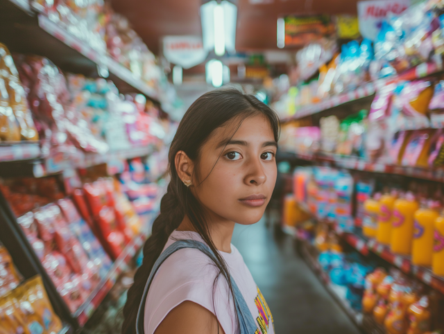 Young Woman in Grocery Store