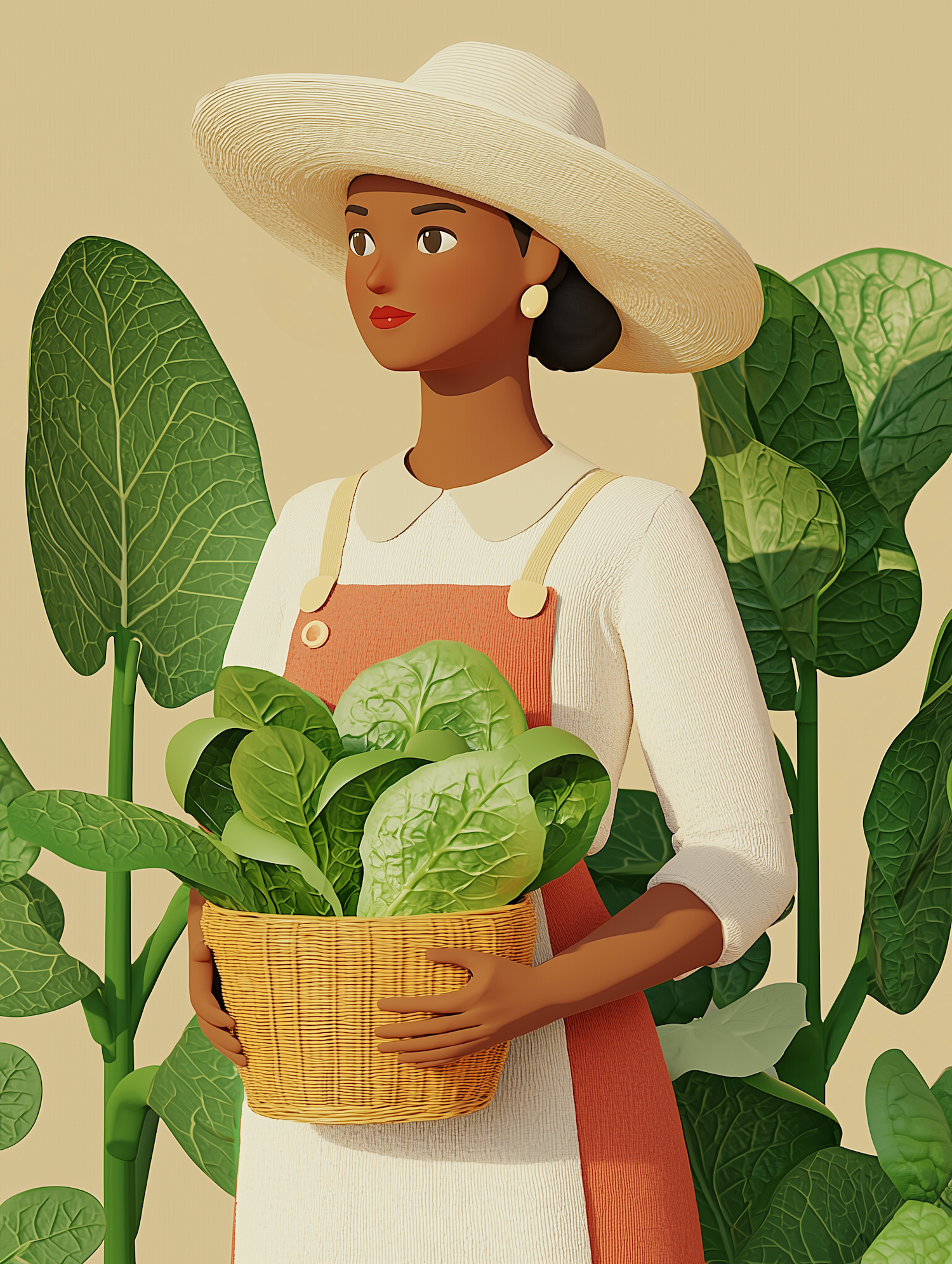 Woman with Basket of Vegetables