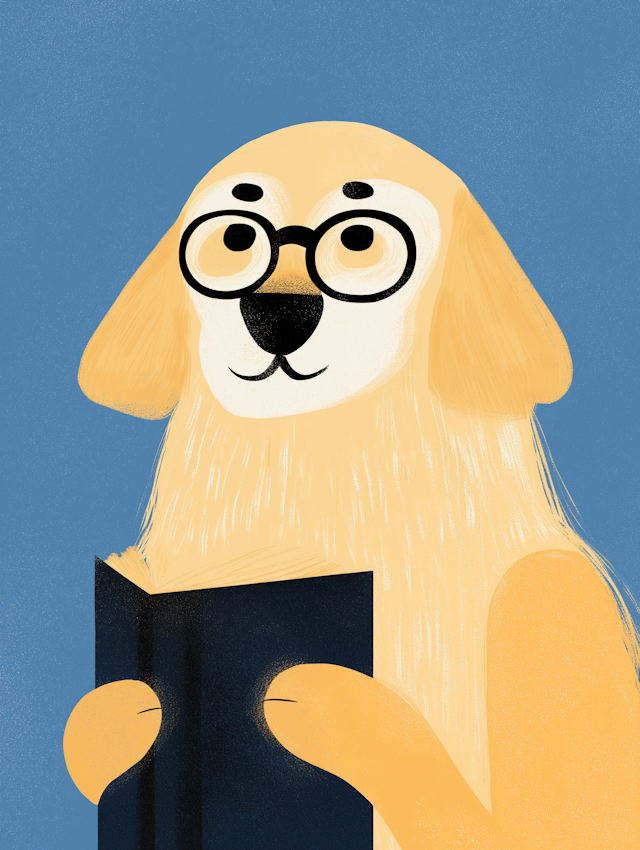 Intellectual Golden Retriever in Glasses