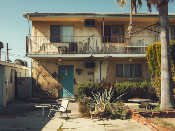 Vintage Apartment Building in Warm Sunlight