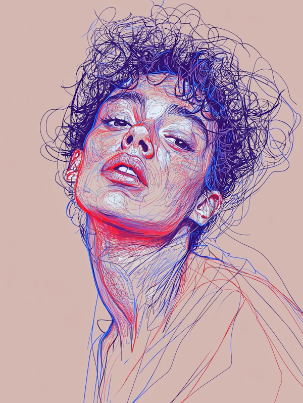 Vibrant Line Work Portrait