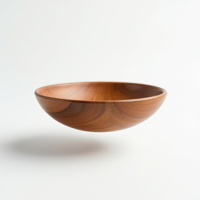 Wooden Bowl on Light Background