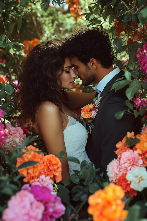 Romantic Couple in Floral Setting