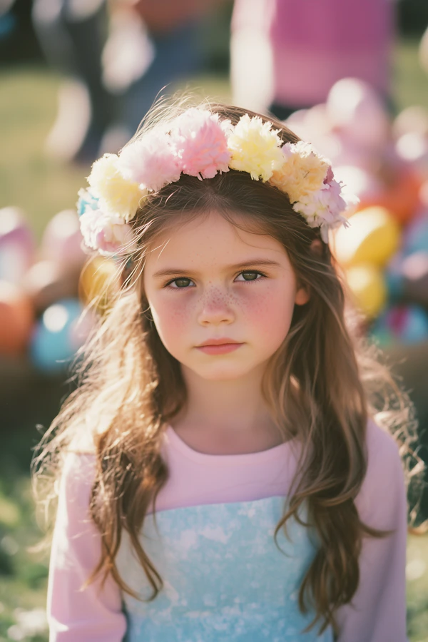 Whimsical Girl with Flower Crown