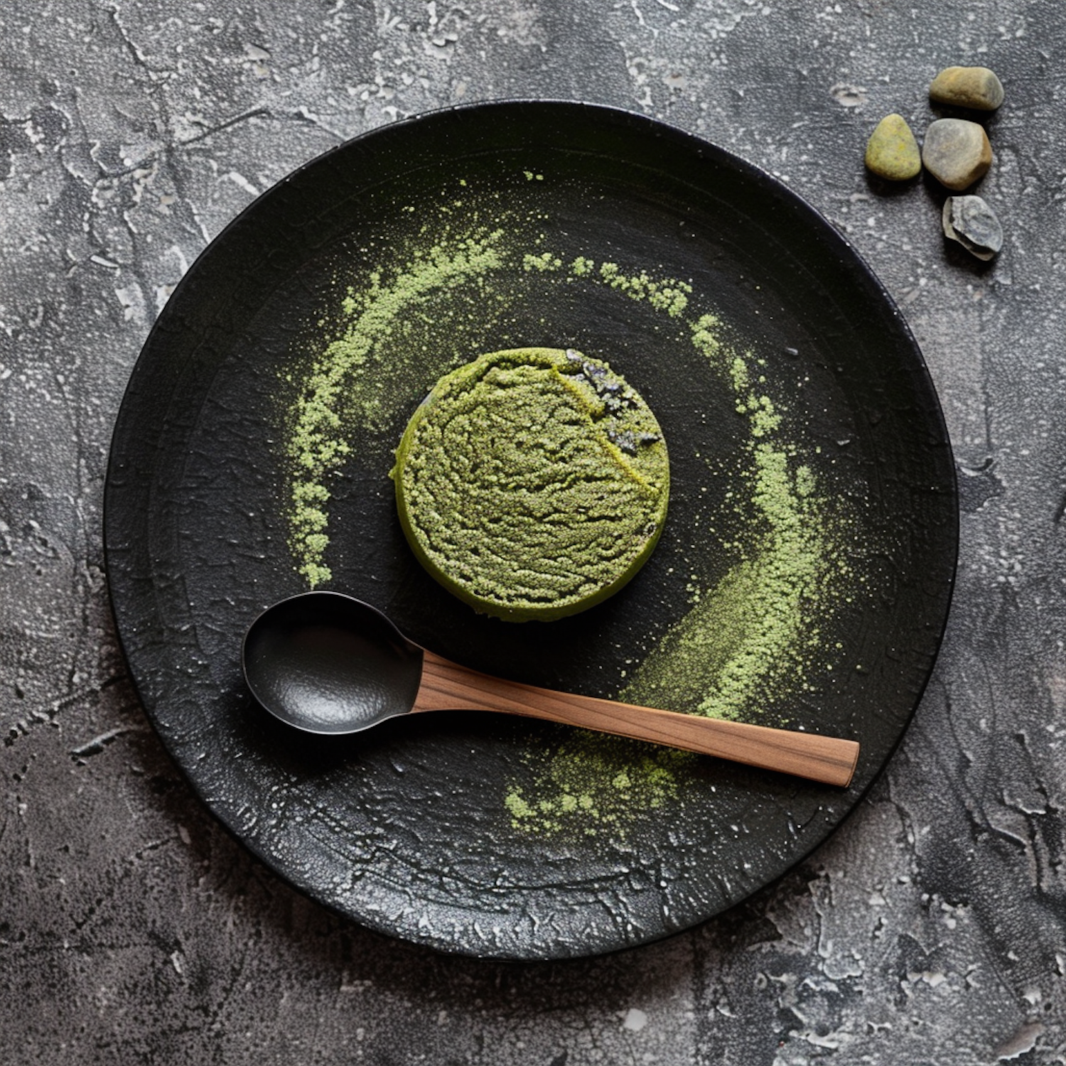 Matcha Powder on Ceramic Plate