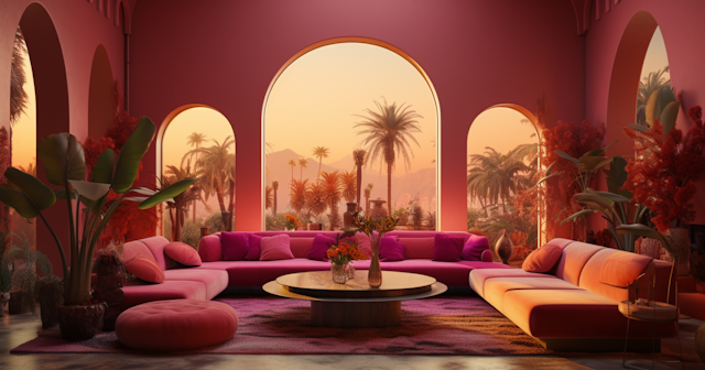 Sunset Serenity in a Plush Fuchsia Retreat