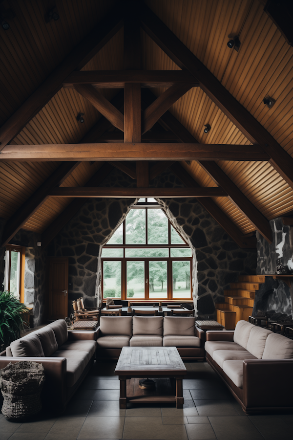 Rustic Modern A-Frame Cabin Lounge