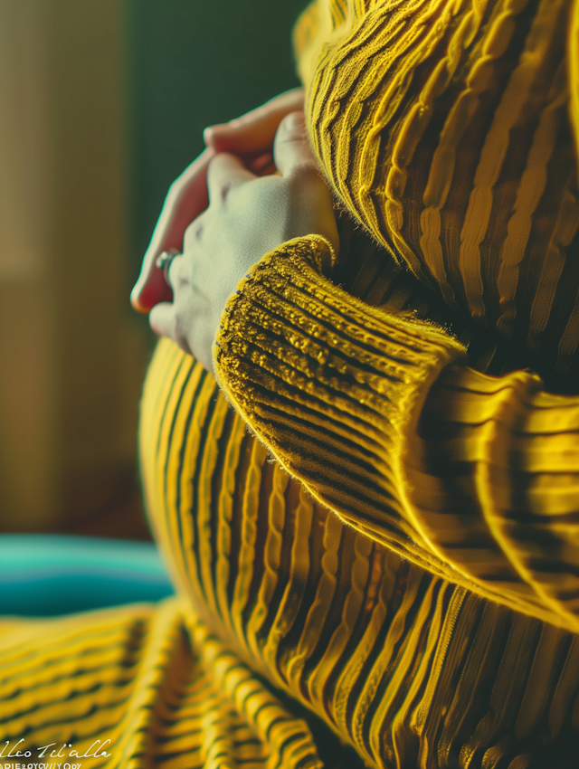 Clasped Hands in Yellow Sweater