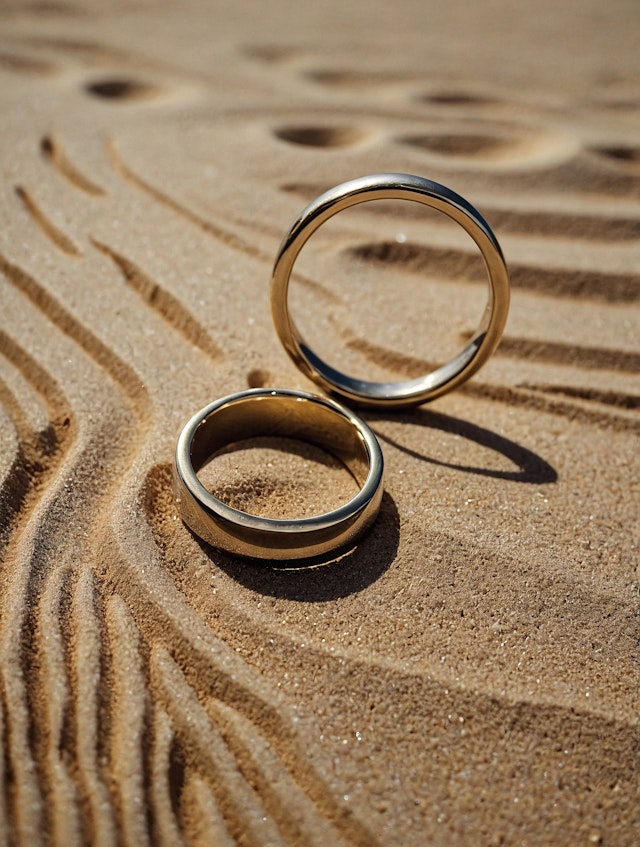 Gold Rings on Sand