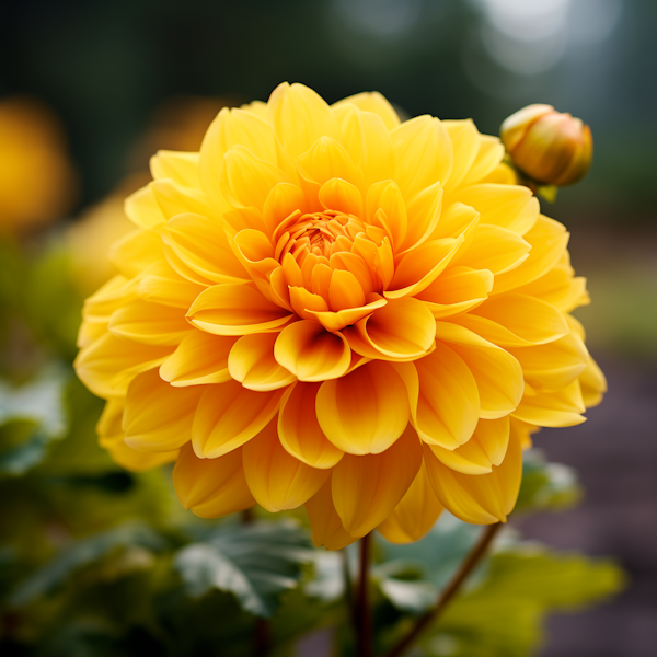 Vibrant Yellow Dahlia with Gradient Petals