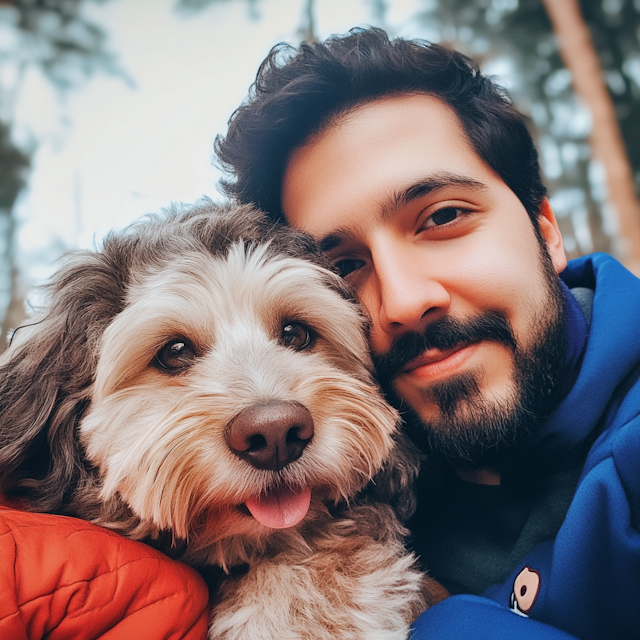 Man and Dog Close-Up