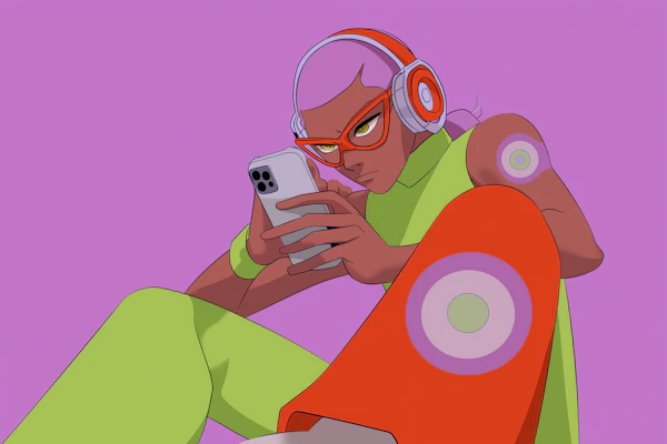 Stylized Phone User