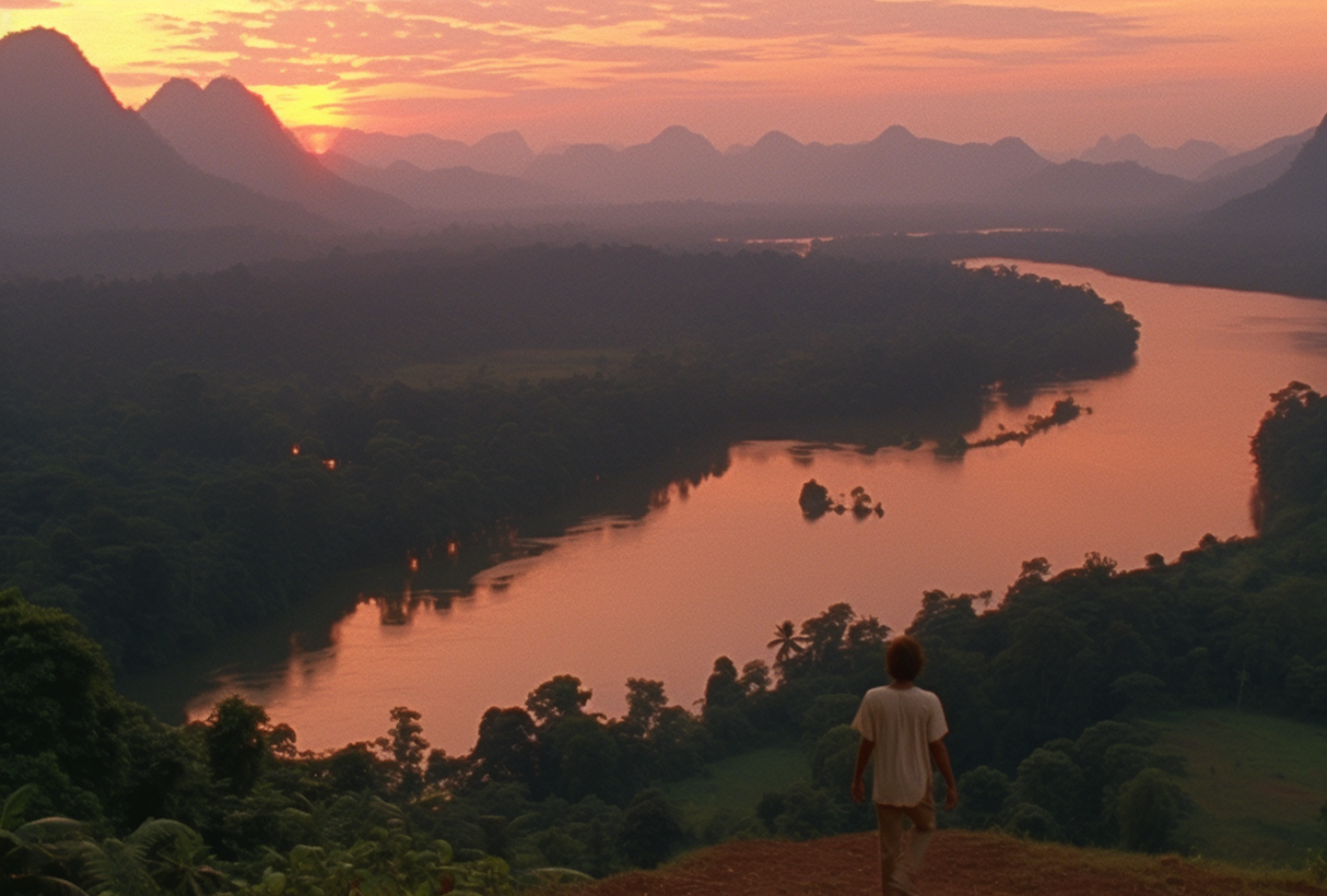 Solitude at Sunset Over Serene River Valley