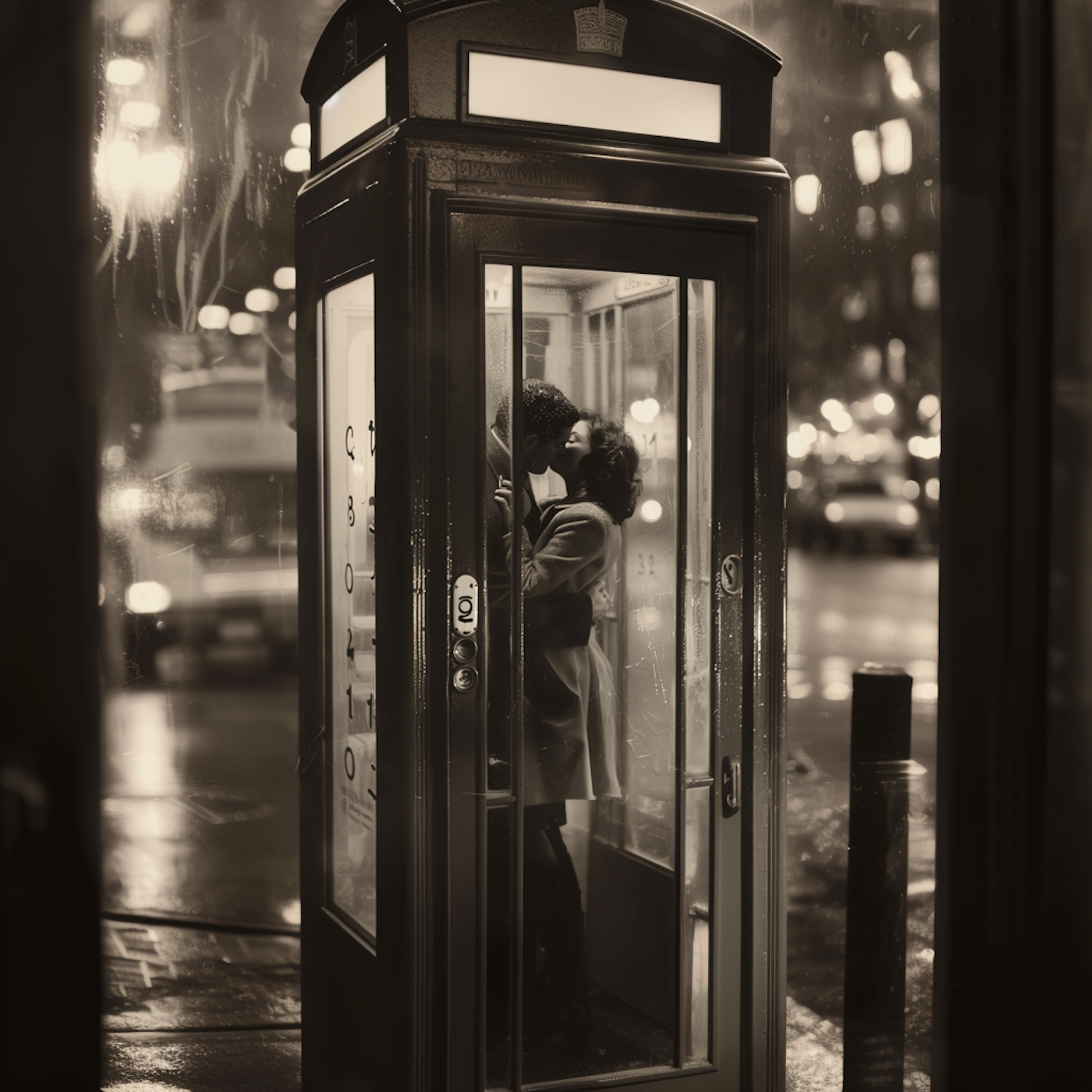 Intimate Moment in Telephone Booth