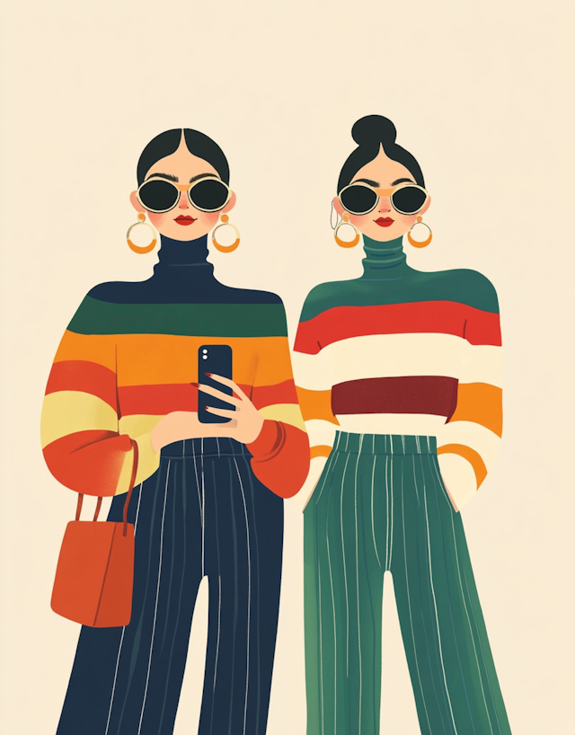 Stylish Women in Colorful Sweaters