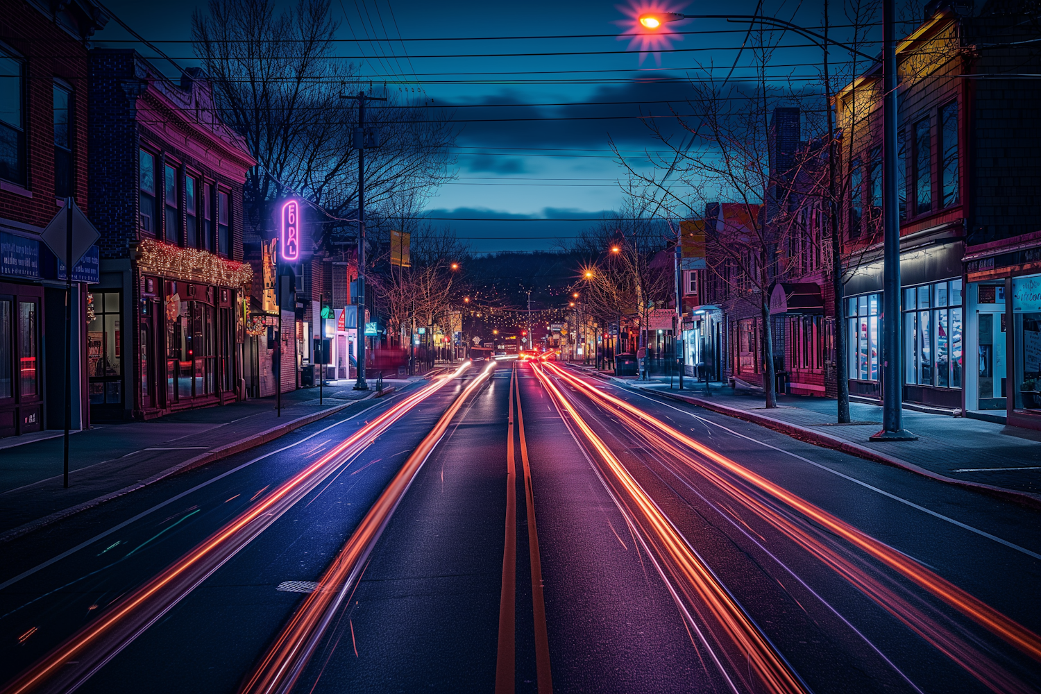 Cinematic Night Street Scene