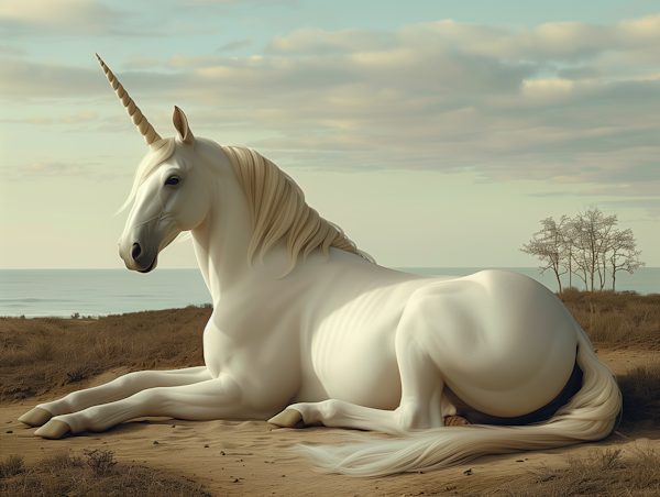 Resting Unicorn on a Beach